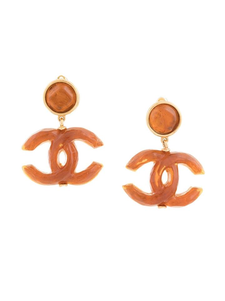 Chanel Vintage Tortoiseshell Cc Swing Earrings - Brown