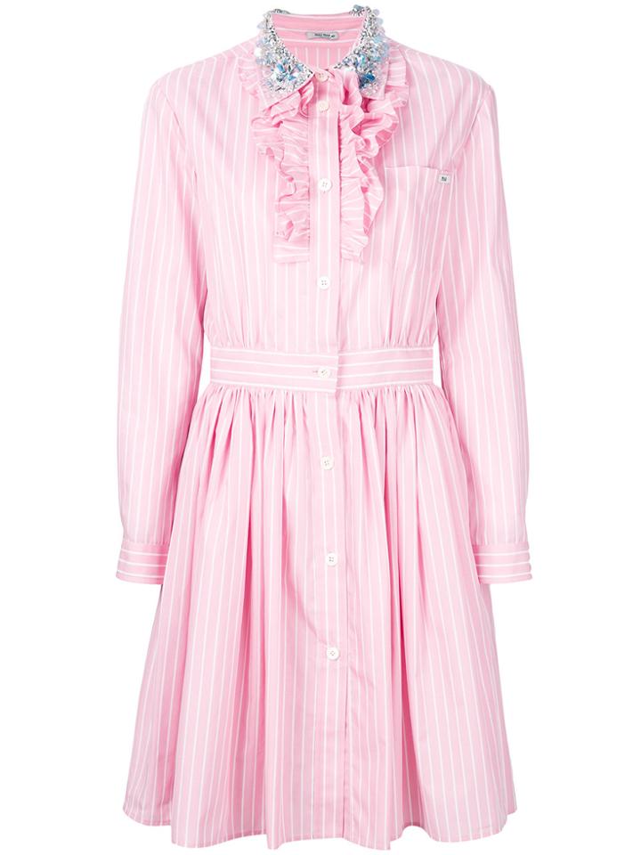 Miu Miu Ruffled Skater Dress - Pink & Purple