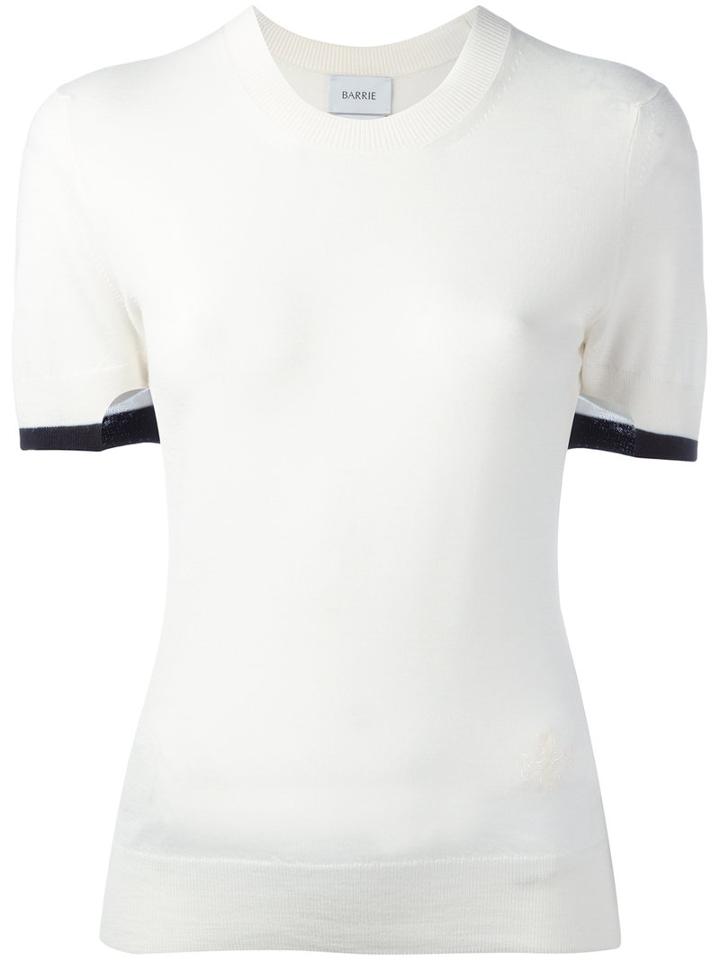 Barrie Contrast Trim T-shirt, Women's, Size: Small, White, Cashmere