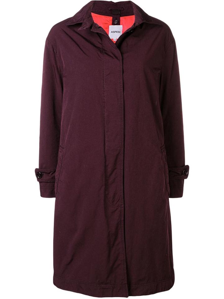 Aspesi Buttoned Up Midi Coat - Pink & Purple