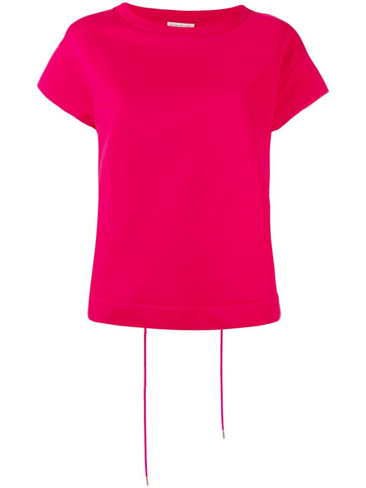 Moncler - Drawstring Back T-shirt - Women - Cotton/polyester - S, Women's, Pink/purple, Cotton/polyester