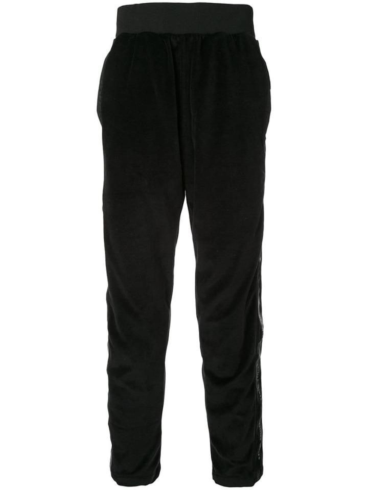 Daniel Patrick Velour Snap Track Pants - Black
