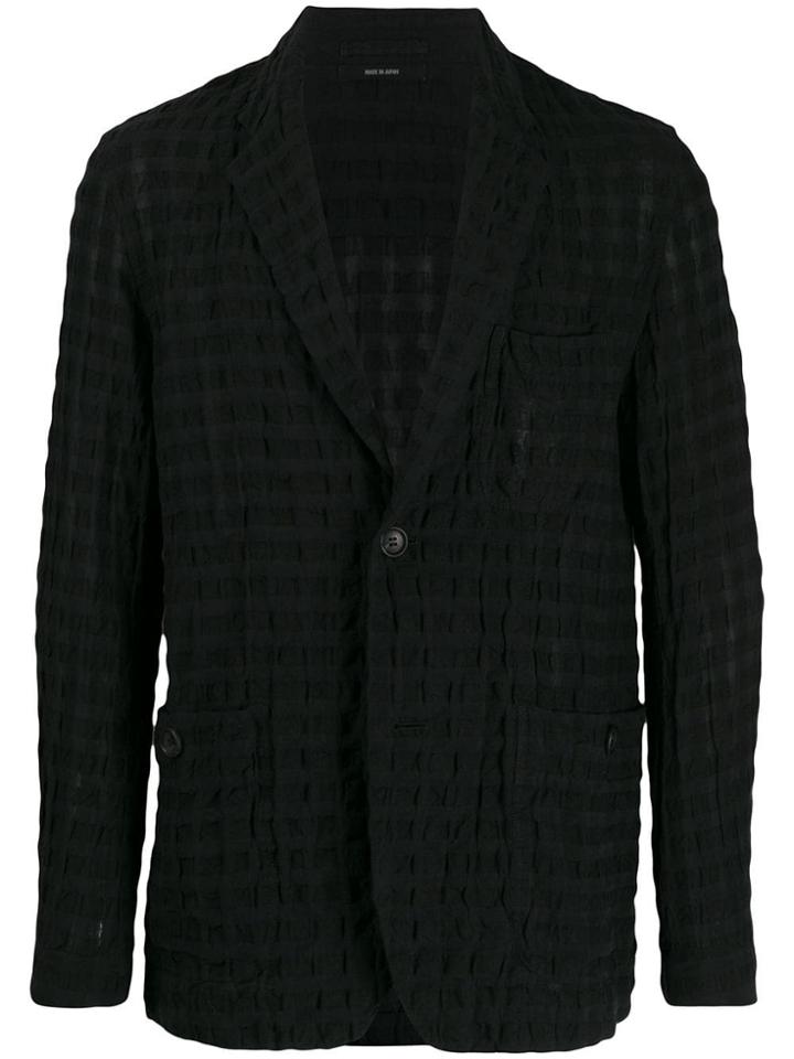 Issey Miyake Men Wrinkled Casual Blazer - Black