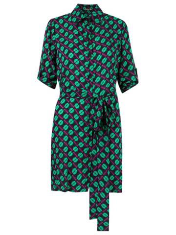 Blue Man Printed Shirt Dress