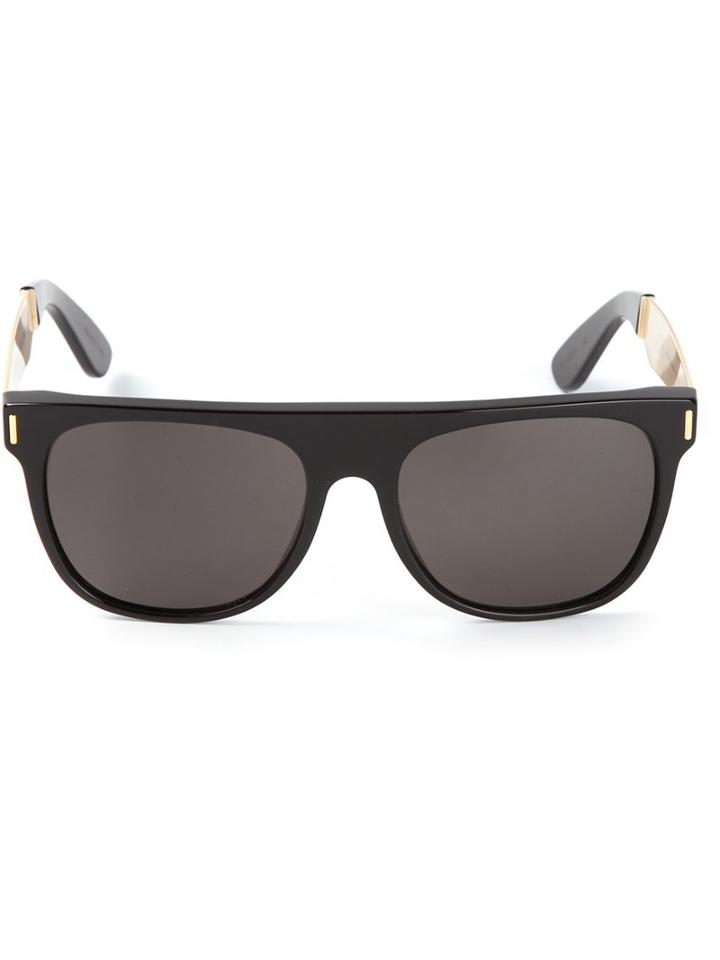 Retrosuperfuture - 'flat Top Francis Gold' Sunglasses - Unisex - Plastic - 57, Black, Plastic