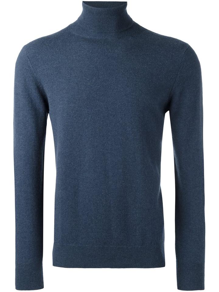 Aspesi Roll-neck Jumper, Men's, Size: 52, Blue, Cashmere
