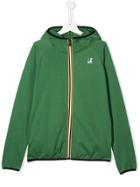 K Way Kids Contrast Zip Hooded Jacket - Green