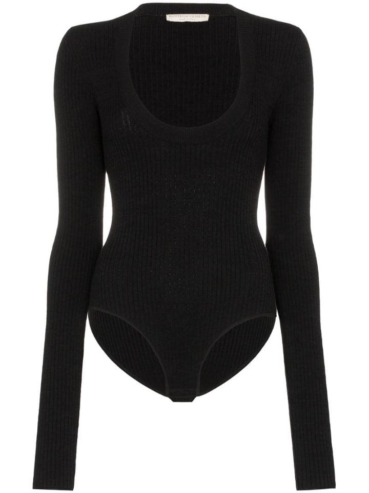 Bottega Veneta Scoop-neck Ribbed Bodysuit - Black