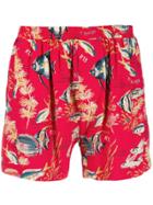 R13 Fish Print Shorts - Red