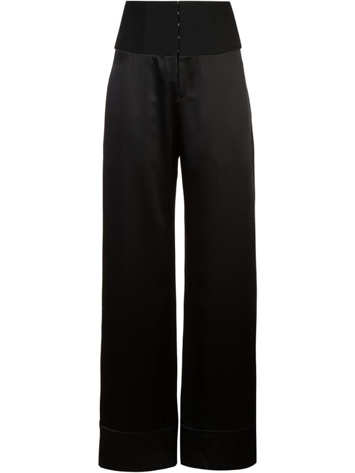 Fleur Du Mal High Waisted Palazzo Trousers - Black