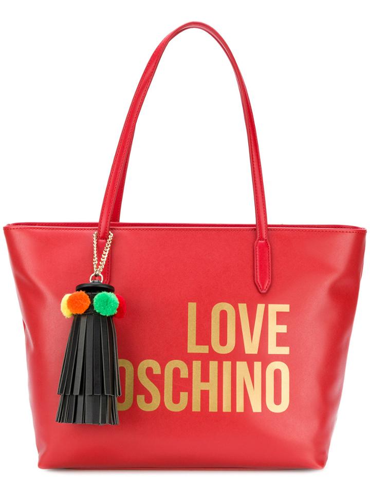Love Moschino Logo Print Tote - Red