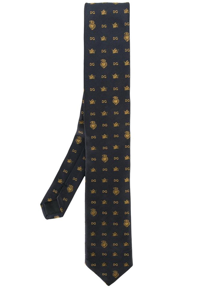 Dolce & Gabbana Logo Print Tie - Blue