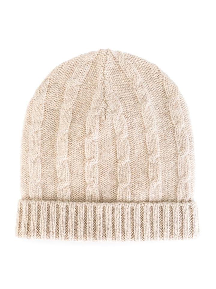 Cashmirino Cable Knit Beanie, Boy's, Size: 48 Cm, Nude/neutrals
