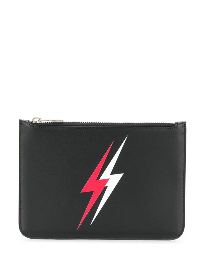 Neil Barrett Leather-look Lightning Clutch - Black