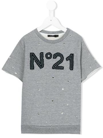 No21 Kids - Logo Print T-shirt - Kids - Cotton/spandex/elastane - 9 Yrs, Grey