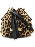 Moschino Leopard Print Bucket Bag - Black
