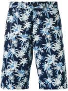 Edwin - Palm Tree Print Shorts - Men - Cotton - 31, Blue, Cotton
