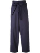 P.a.r.o.s.h. - Cropped Trousers - Women - Cotton - L, Blue, Cotton