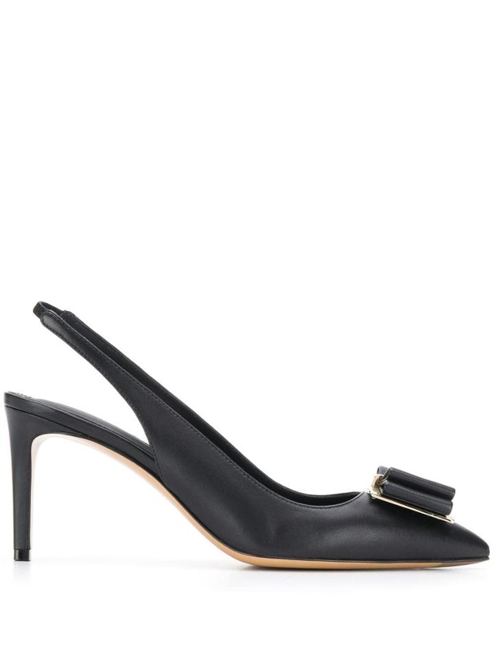 Salvatore Ferragamo Bow Sling-back Pumps - Black