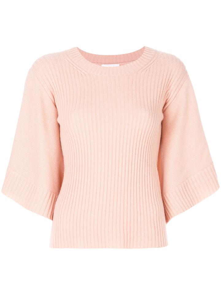 Chloé Ribbed Flared Sleeve Sweater - Pink & Purple