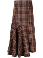 Le Ciel Bleu Asymmetric Check Print Skirt - Brown