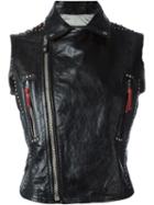 Htc Hollywood Trading Company Studded Biker Waistcoat, Women's, Size: Small, Black, Metal/leather/viscose