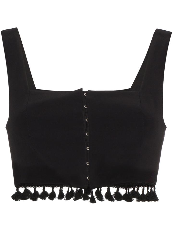 Staud Moz Cropped Tassel Top - Black