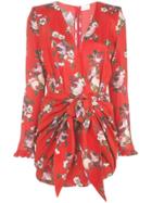 Magda Butrym Floral Fitted Wrap Dress - Red