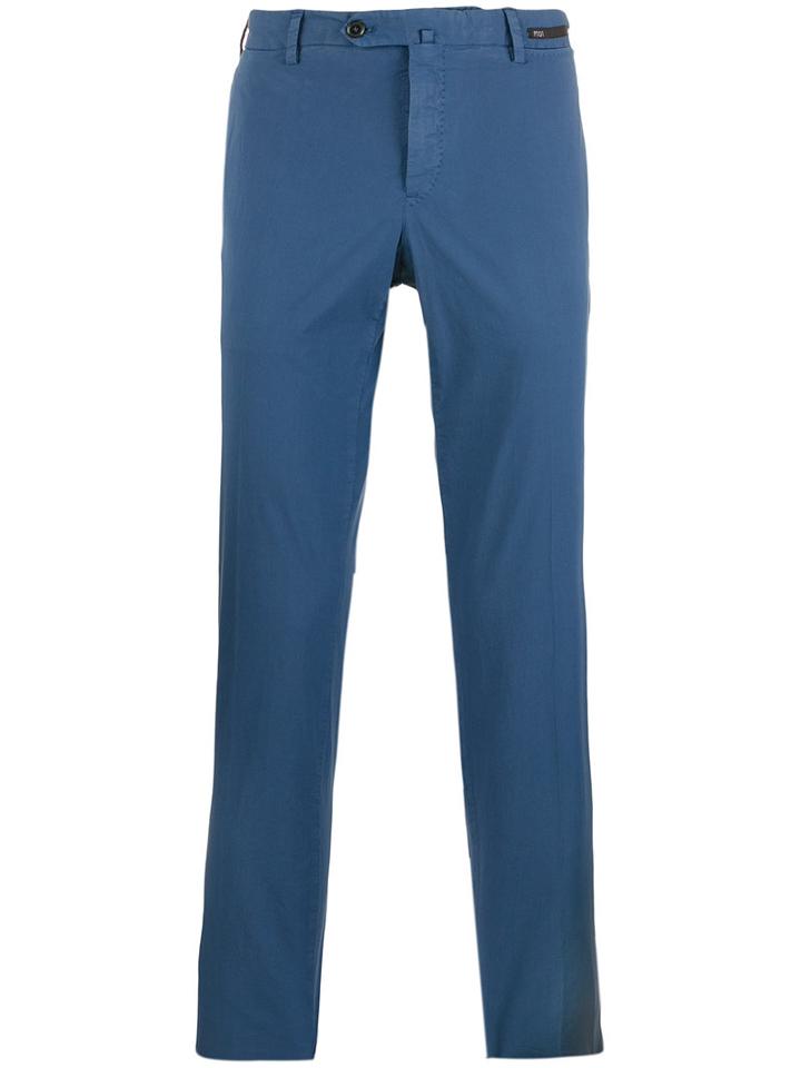 Pt01 Straight-cut Chino Trousers, Men's, Size: 54, Blue, Cotton/spandex/elastane