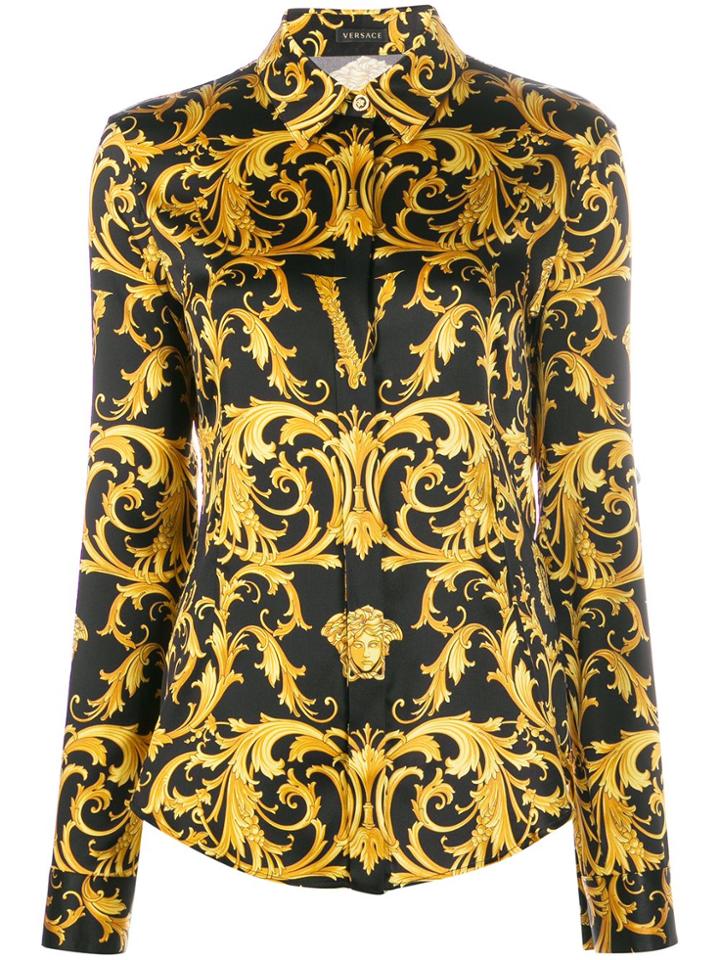 Versace Virtus Medusa Baroque Print Shirt - Black