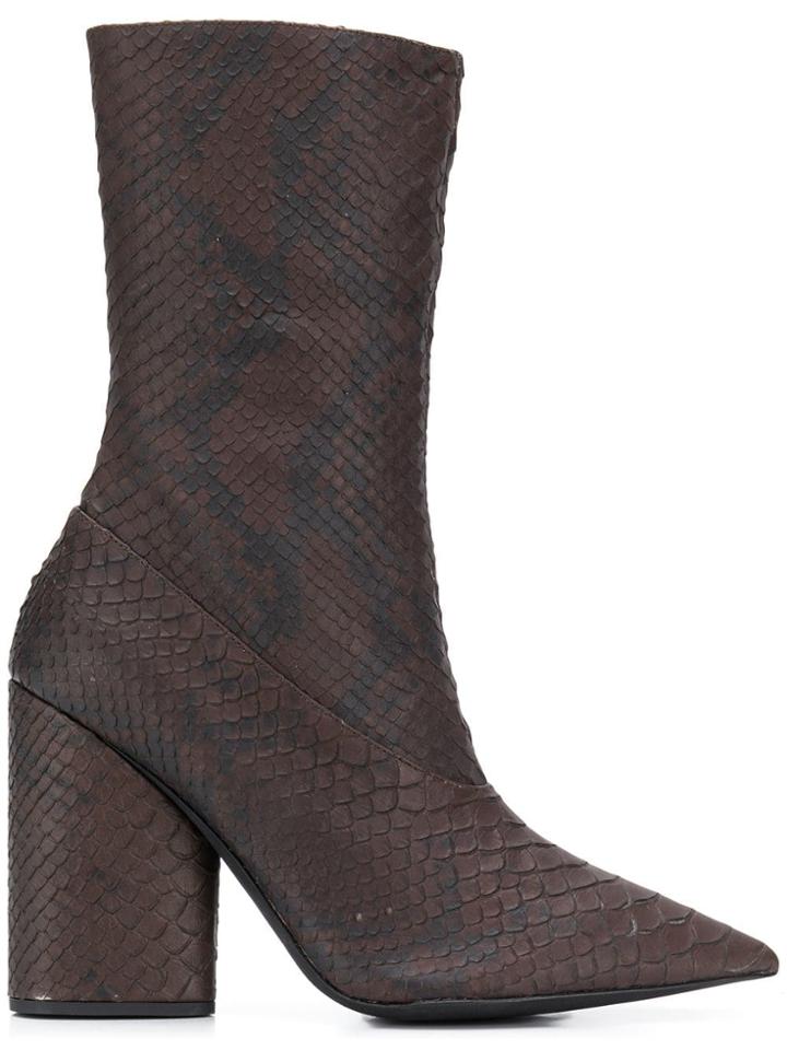 Yeezy Block Heel Ankle Boots - Brown
