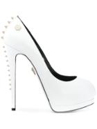 Philipp Plein Studded Peep Toe Pumps - White
