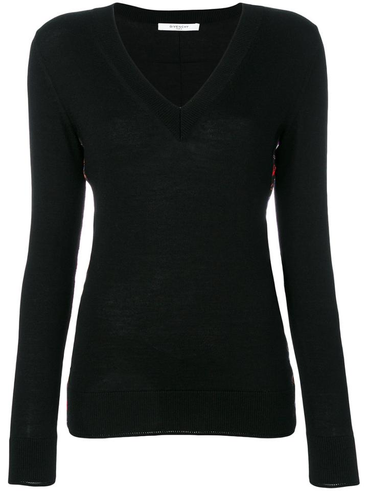 Givenchy - Sweater With Floral Panels - Women - Silk/polyester/wool - Xs, Black, Silk/polyester/wool