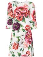 Dolce & Gabbana Silk Rose Print Dress - White