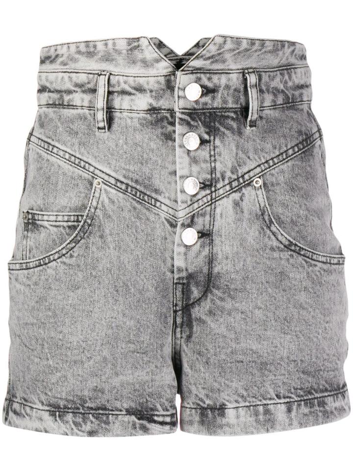 Isabel Marant High Rise Waist Detail Shorts - Grey