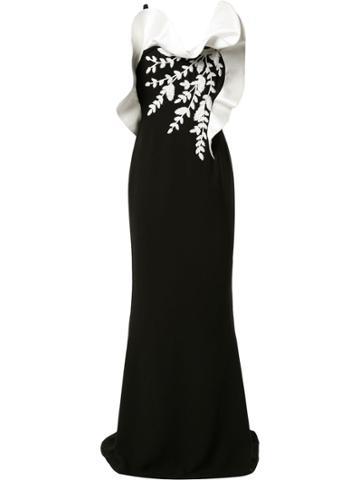 Saiid Kobeisy Ruffle Detail Evening Dress - Black