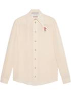 Gucci Silk Shirt With Flower - White