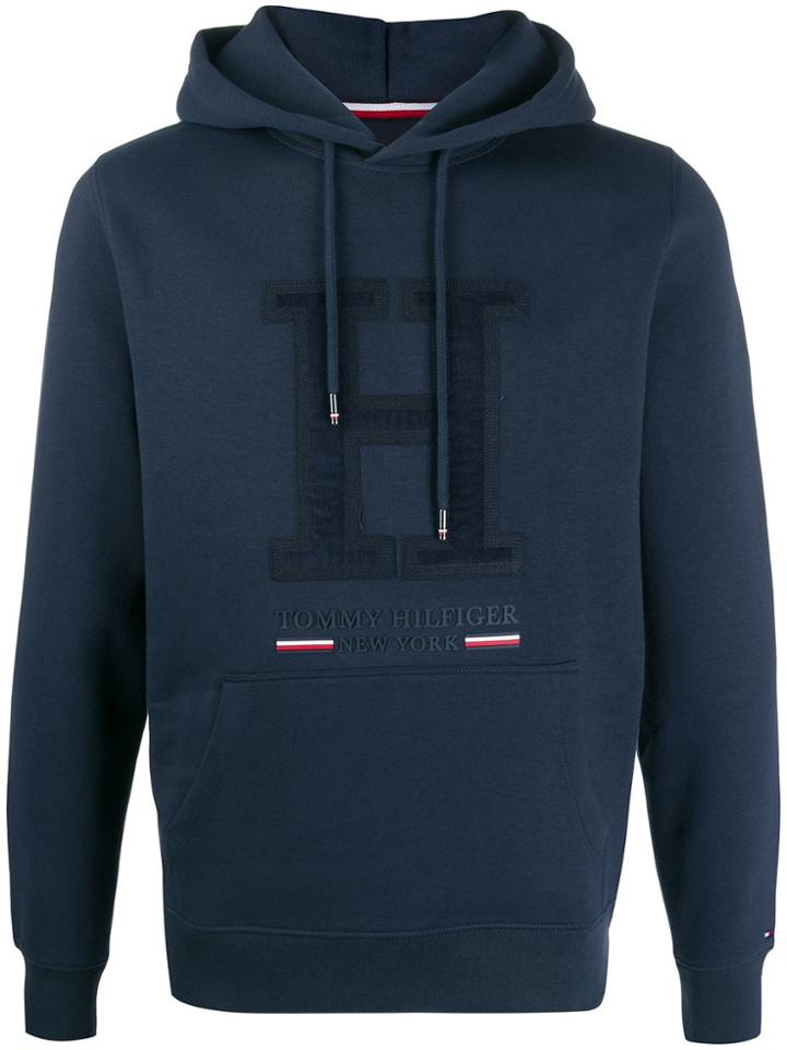 Tommy Hilfiger Logo Appliqué Patch Hoodie - Blue