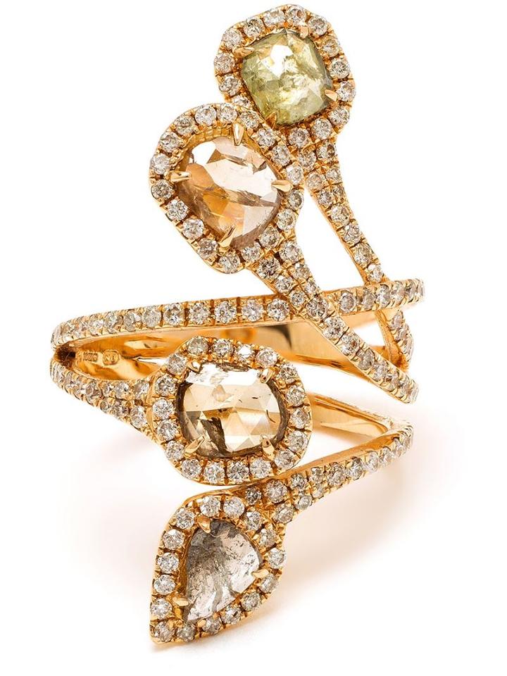 Saqqara 18k Yellow Gold Diamond Quatrain Ring