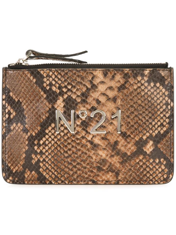 No21 Snakeskin Effect Clutch - Brown
