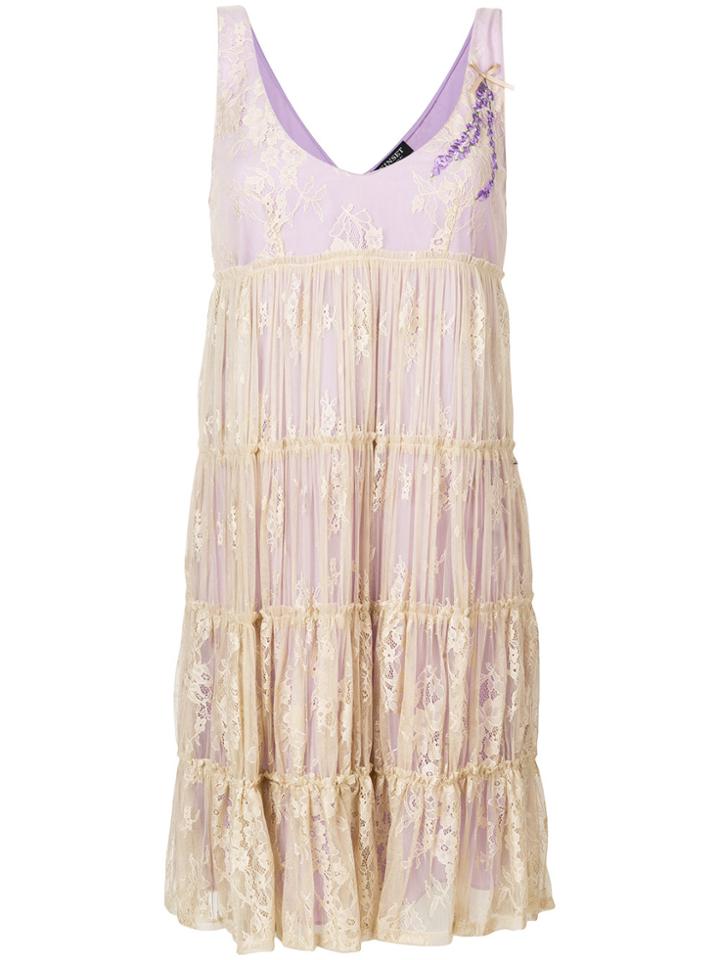 Twin-set Flared Lace Overlay Dress - Nude & Neutrals