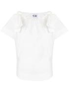 Si Jay Poplin Bow Shoulder Top - White