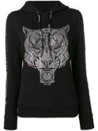 Plein Sport Embellished Tiger Hoodie - Black