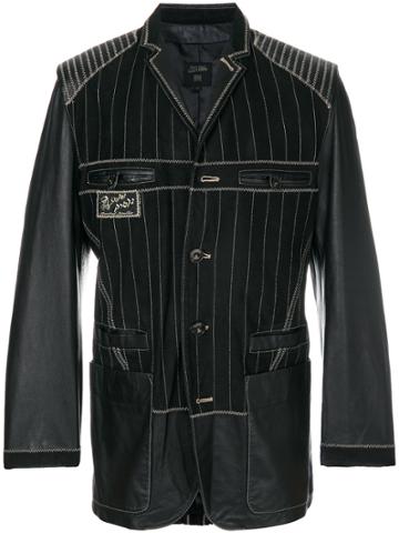 Jean Paul Gaultier Vintage Pinstriped Leather Jacket - Black