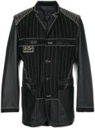 Jean Paul Gaultier Vintage Pinstriped Leather Jacket - Black