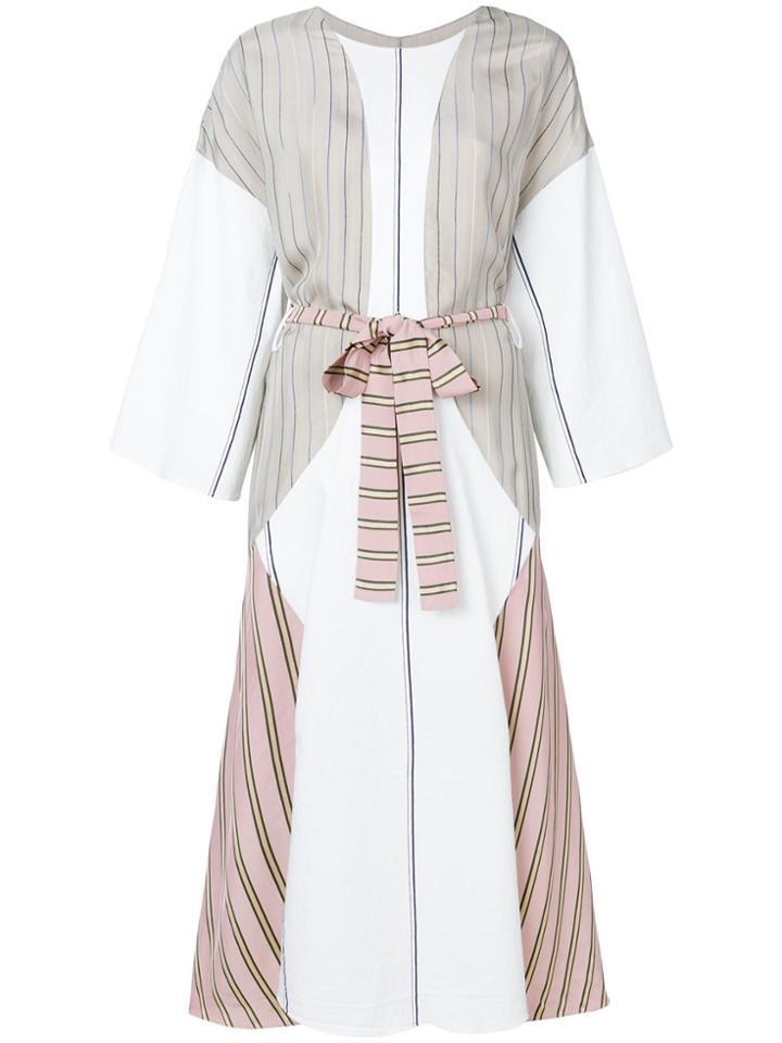 Esteban Cortazar Contrast Belted Midi Dress - Multicolour