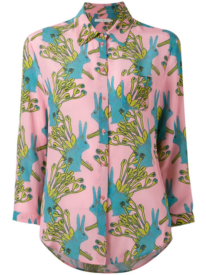L'autre Chose - Rabbits Print Shirt - Women - Silk - 40, Pink/purple, Silk
