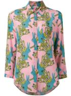 L'autre Chose - Rabbits Print Shirt - Women - Silk - 40, Pink/purple, Silk