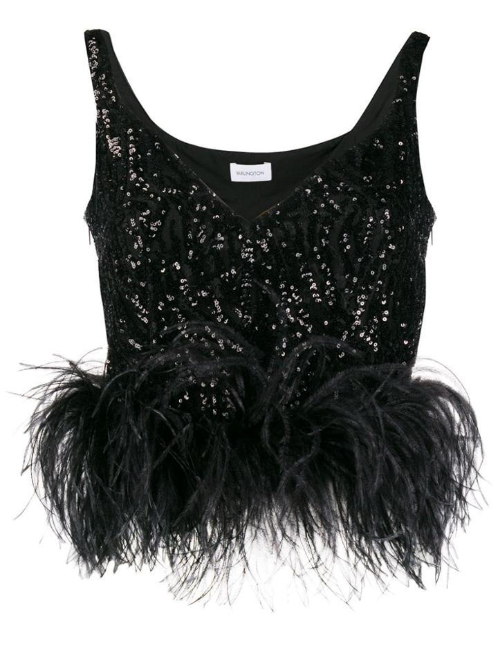 16arlington Sequinned Crop Top - Black