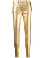 Moschino Metallic Slim-fit Trousers - Gold
